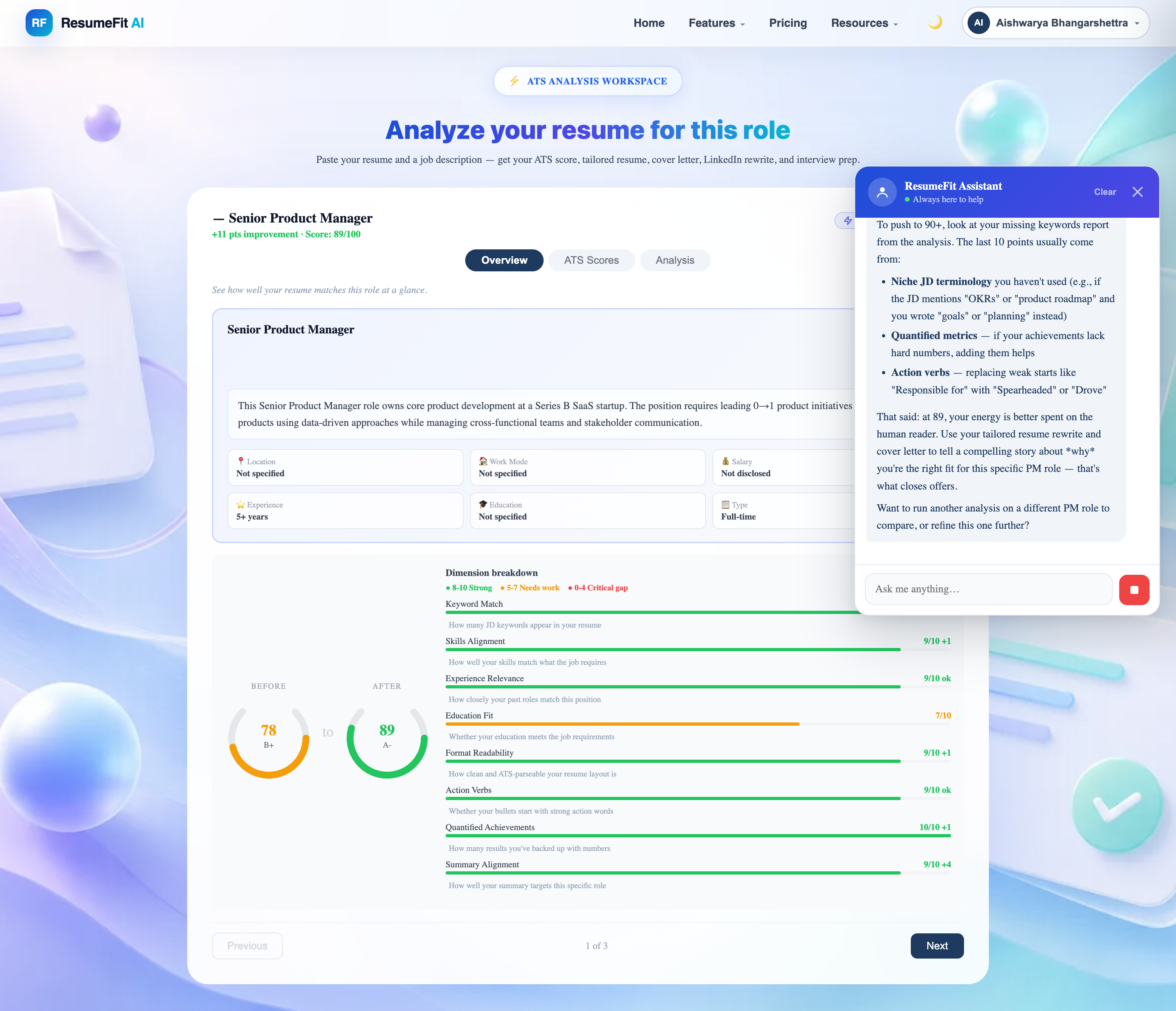 Score Cv Ui ResumeFit AI — Free ATS Resume Checker & Job Application Toolkit