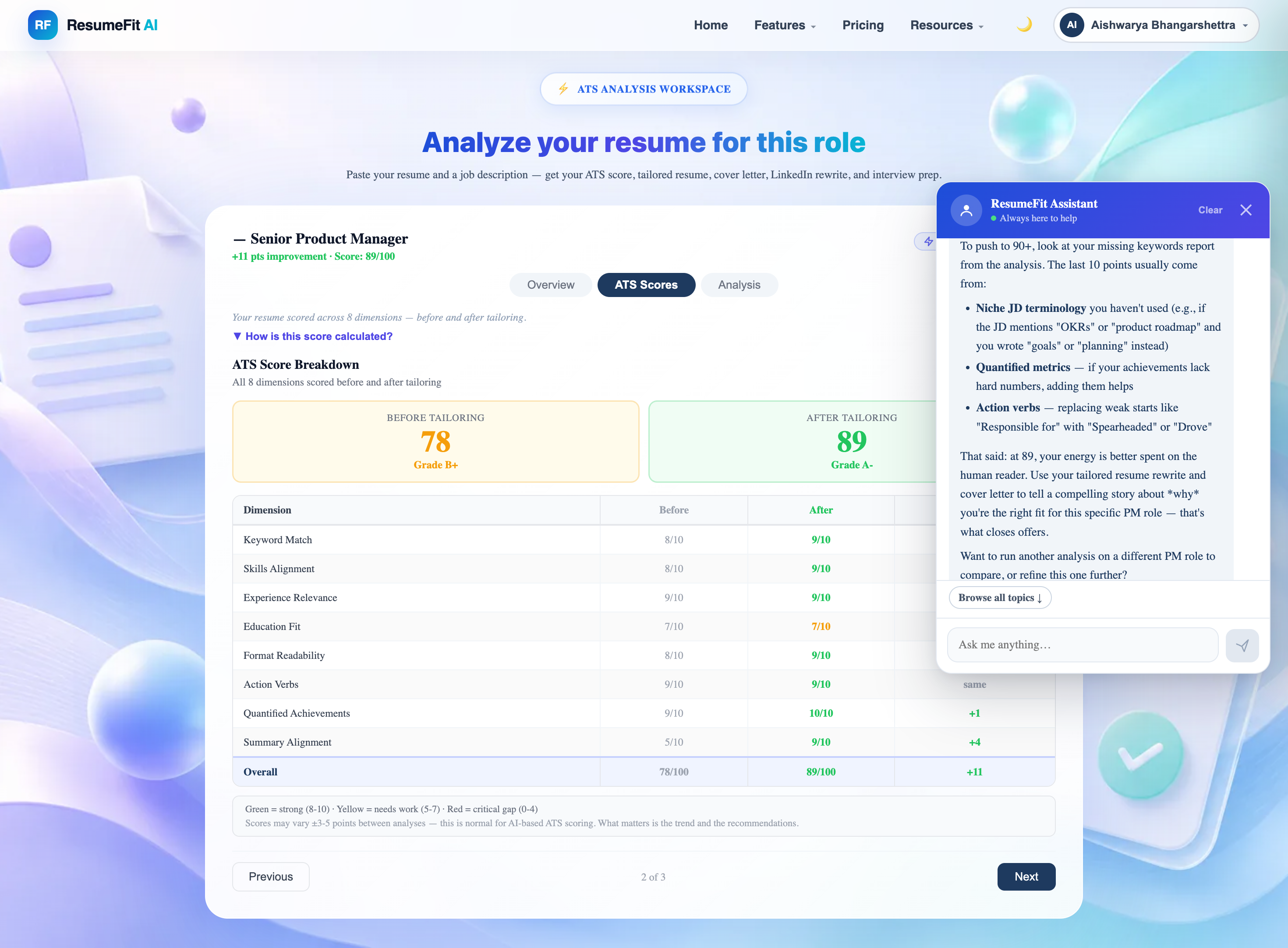 Score Cv Ui ResumeFit AI — Free ATS Resume Checker & Job Application Toolkit